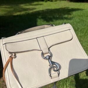 Rebecca Minkoff White Cream crossbody top handle flap style purse bag